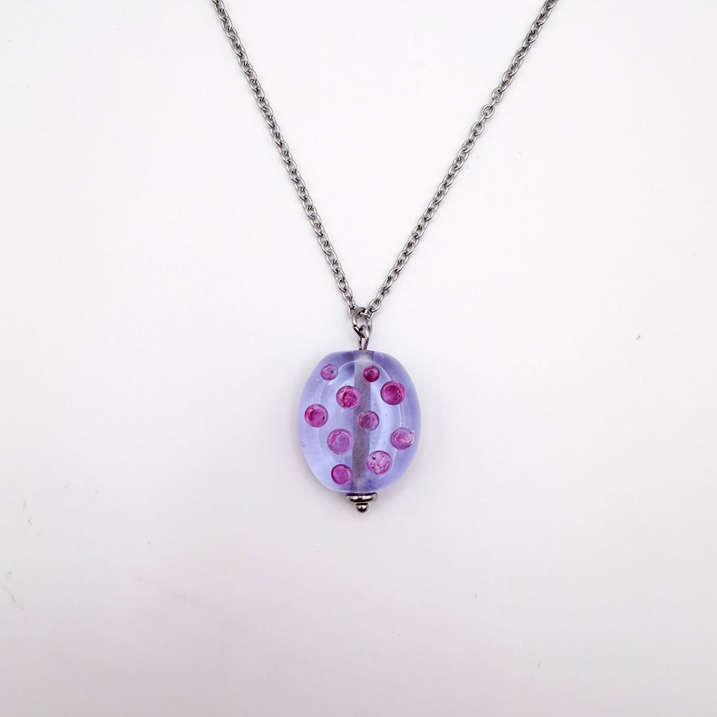 Lilac Bubbles - Glass Worry Stone Necklace