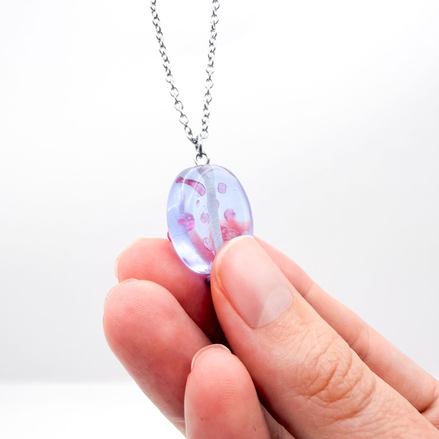 Lilac Bubbles - Glass Worry Stone Necklace