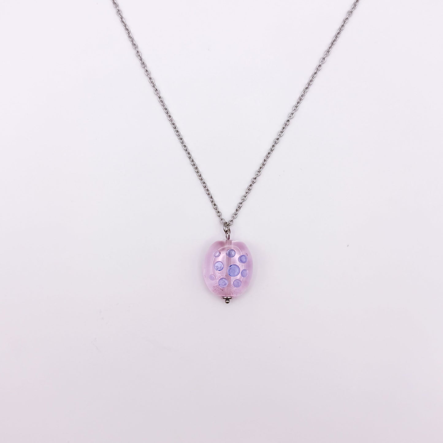 Blush Bubbles - Glass Worry Stone Necklace