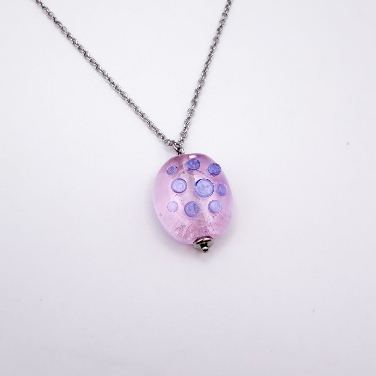 Blush Bubbles - Glass Worry Stone Necklace