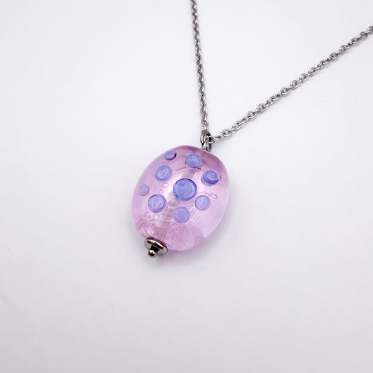 Blush Bubbles - Glass Worry Stone Necklace