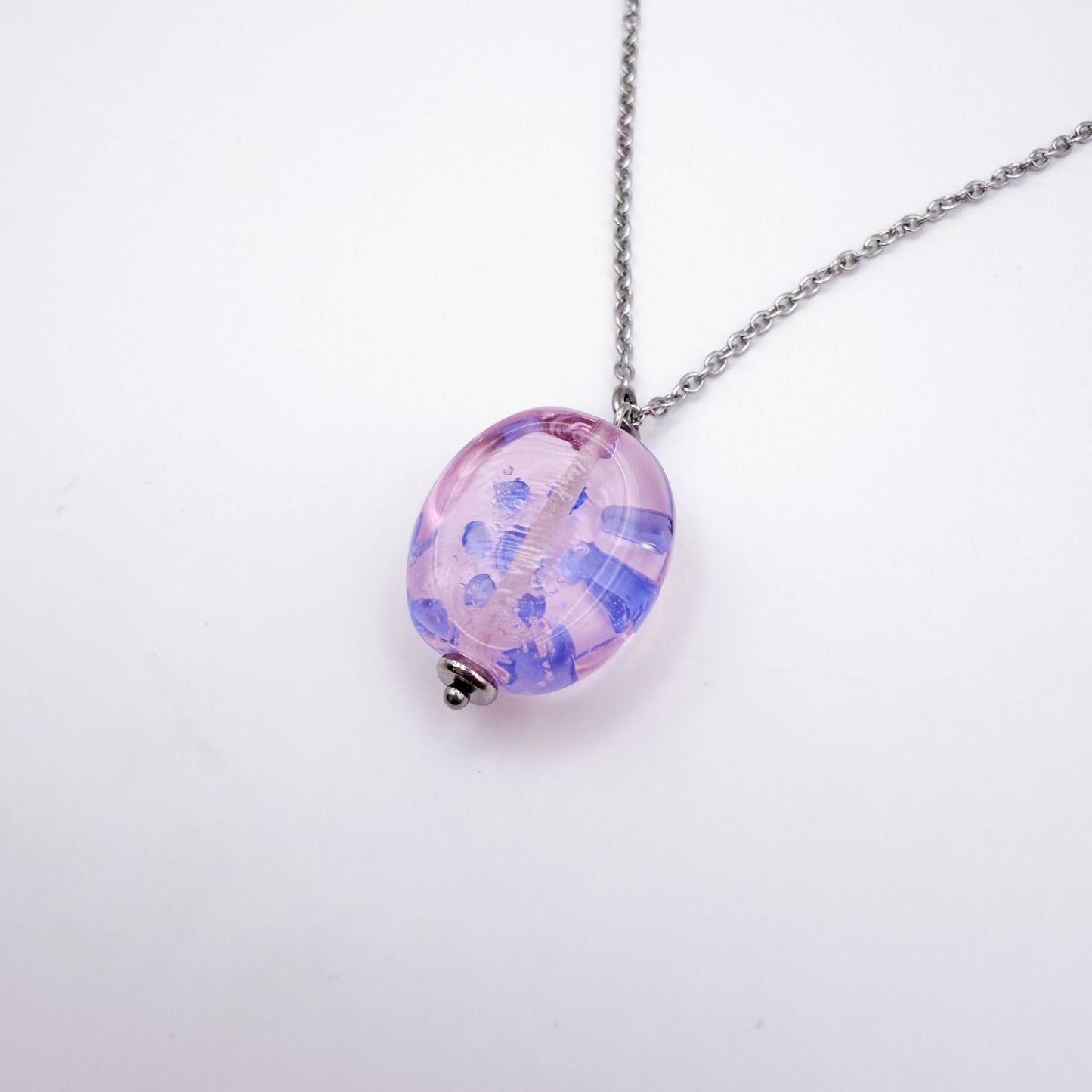 Blush Bubbles - Glass Worry Stone Necklace