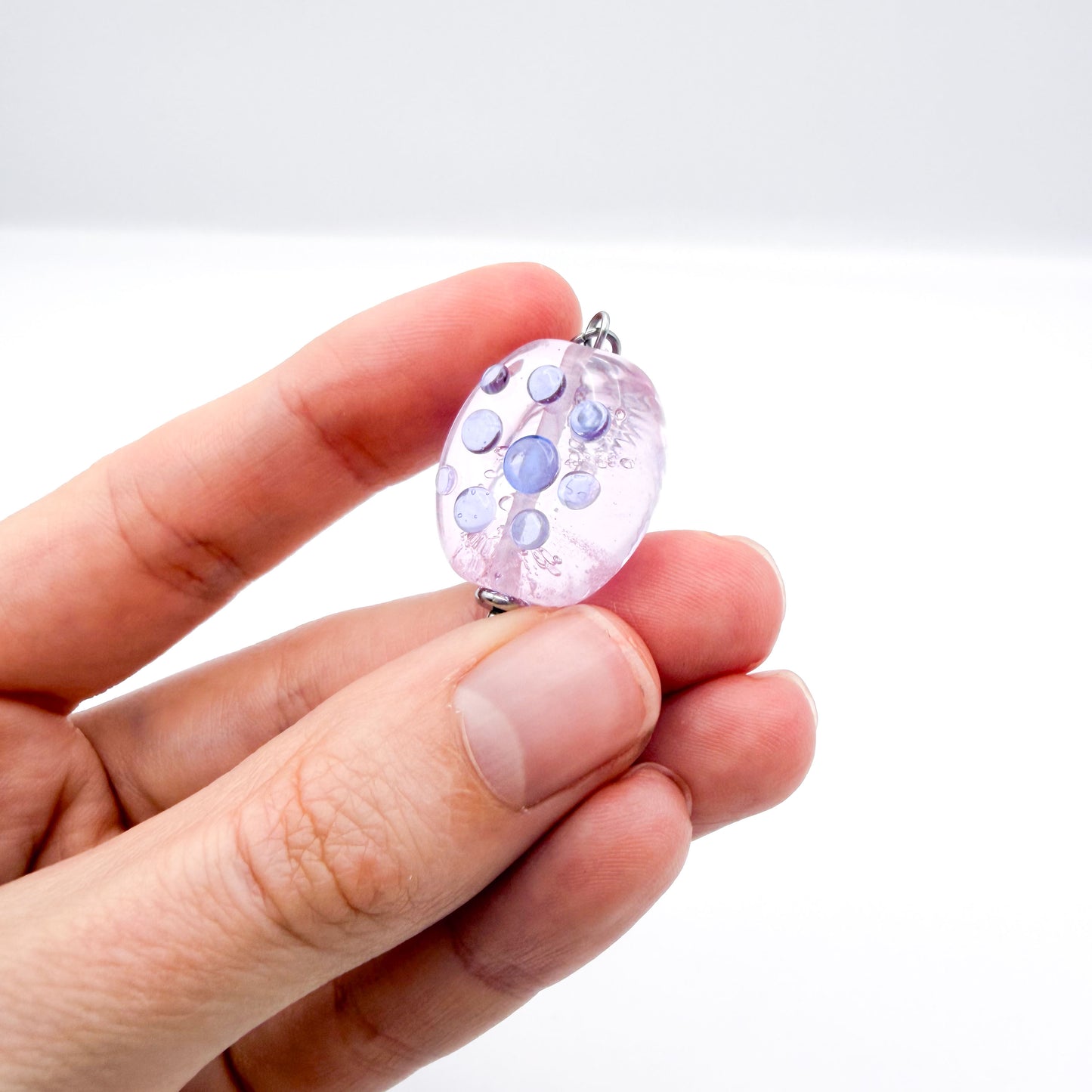 Blush Bubbles - Glass Worry Stone Necklace