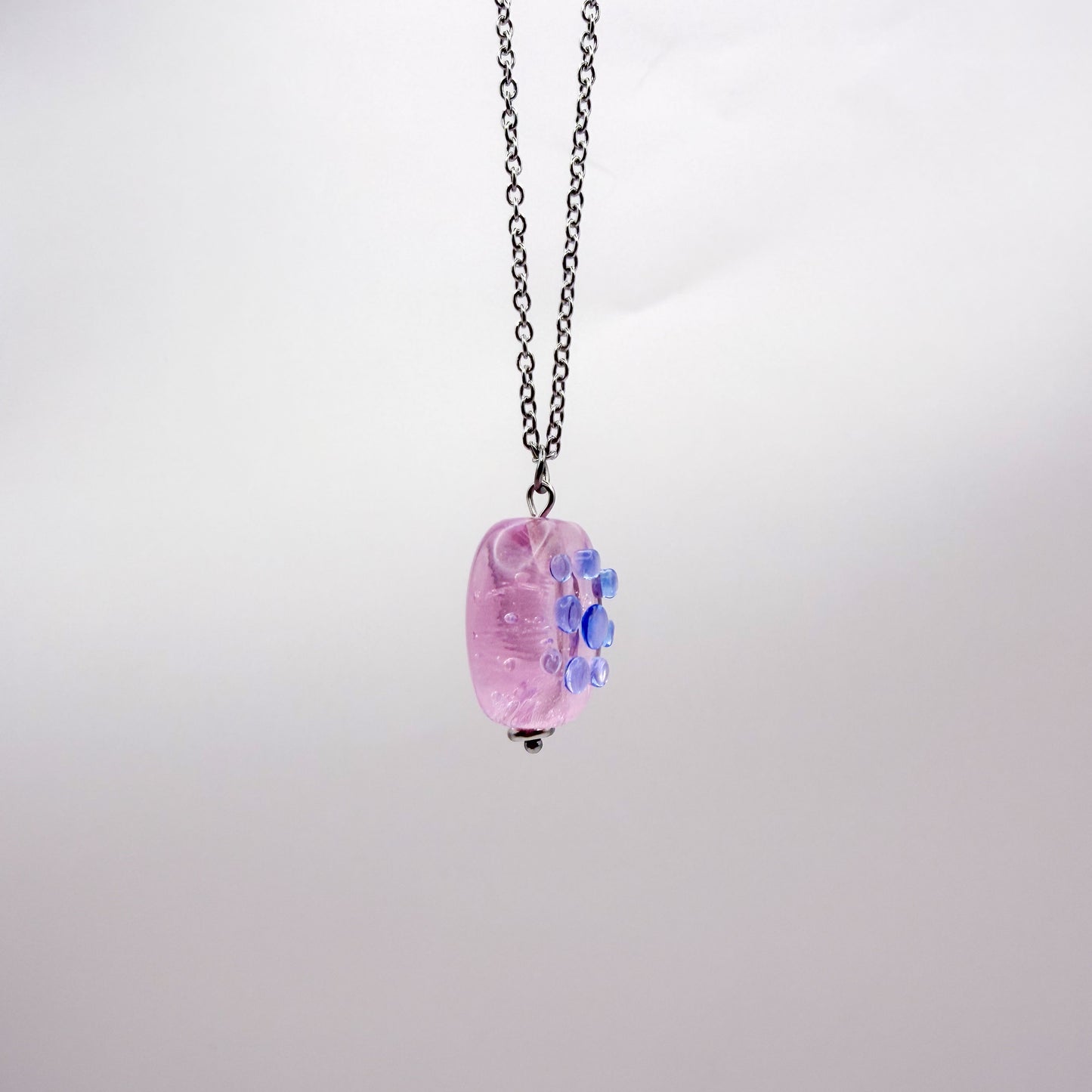 Blush Bubbles - Glass Worry Stone Necklace