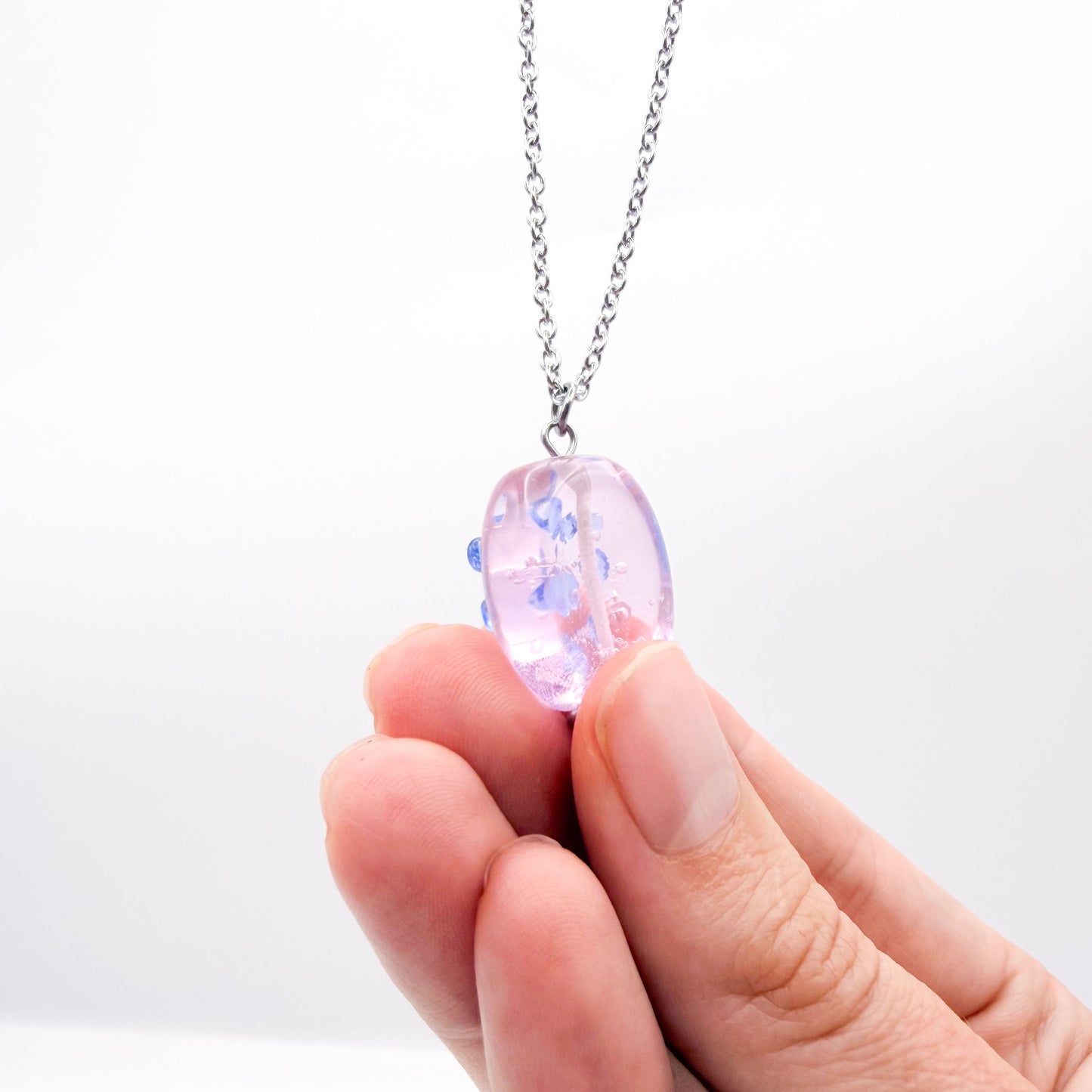 Blush Bubbles - Glass Worry Stone Necklace