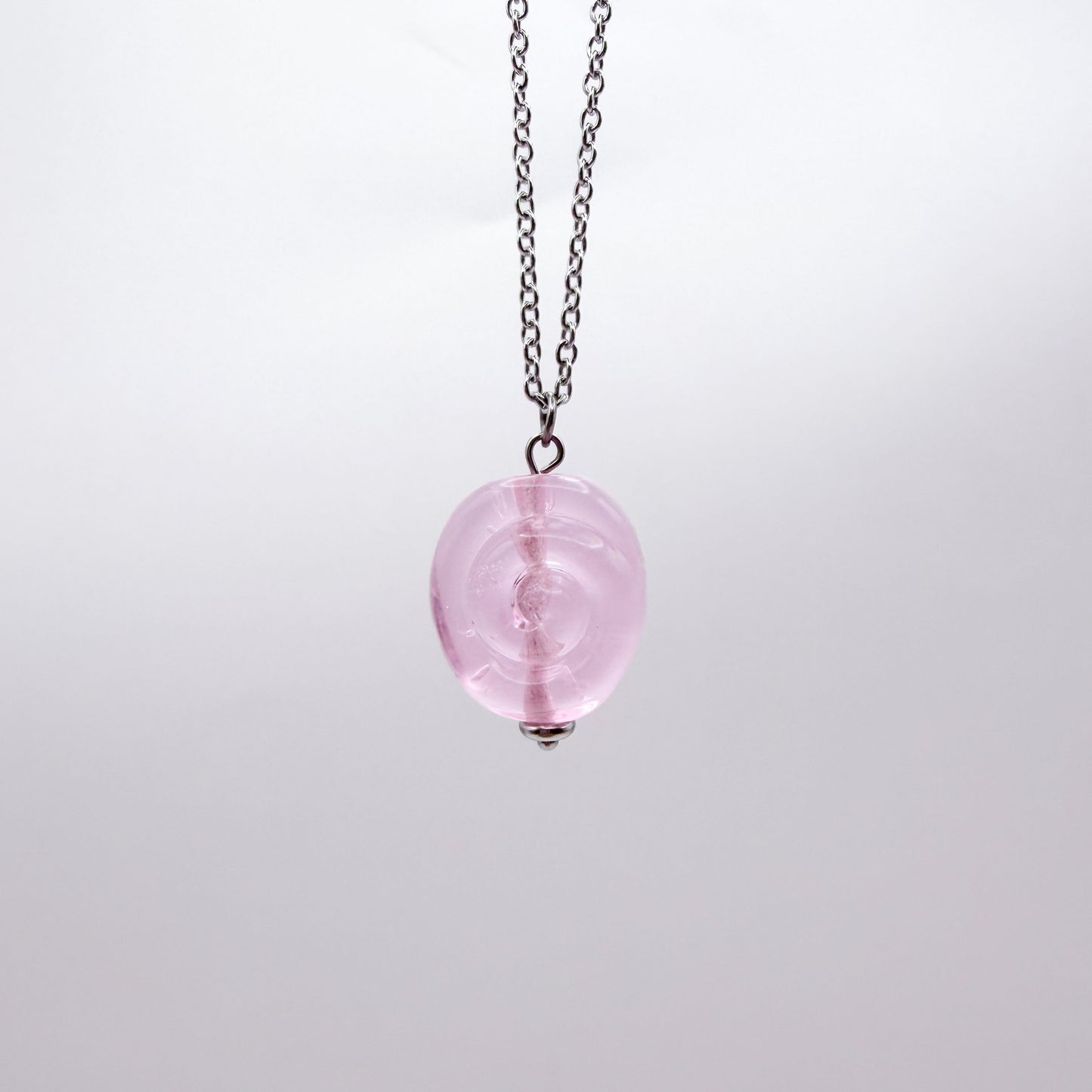 Blush Swirl - Glass Worry Stone Necklace