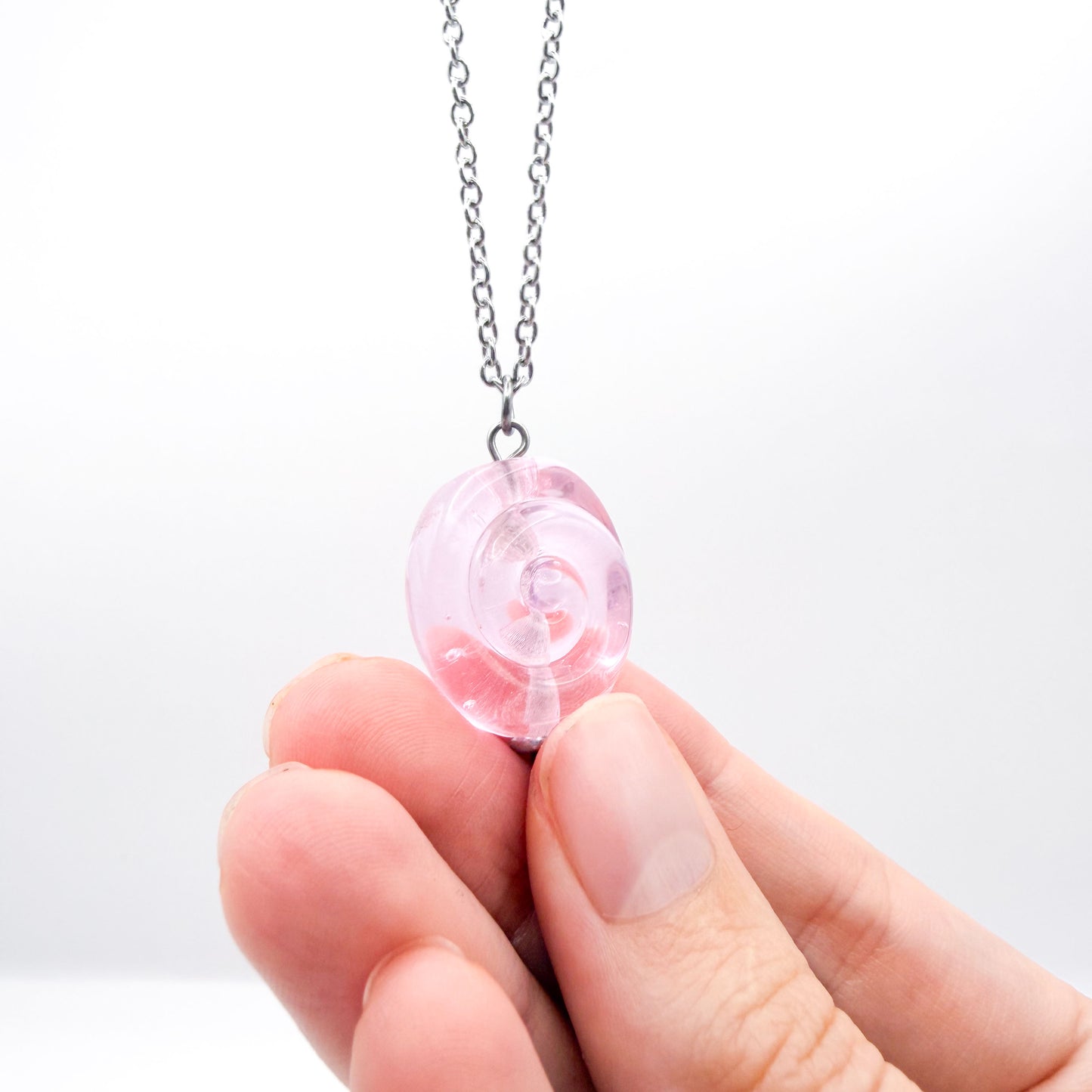 Blush Swirl - Glass Worry Stone Necklace