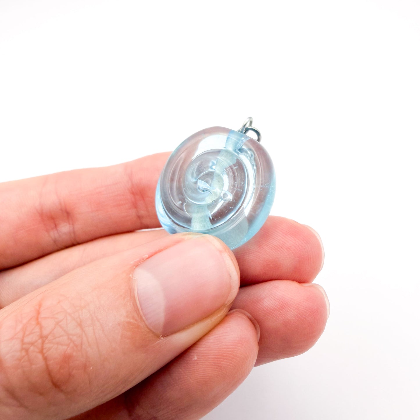 Aqua Swirl - Glass Worry Stone Necklace