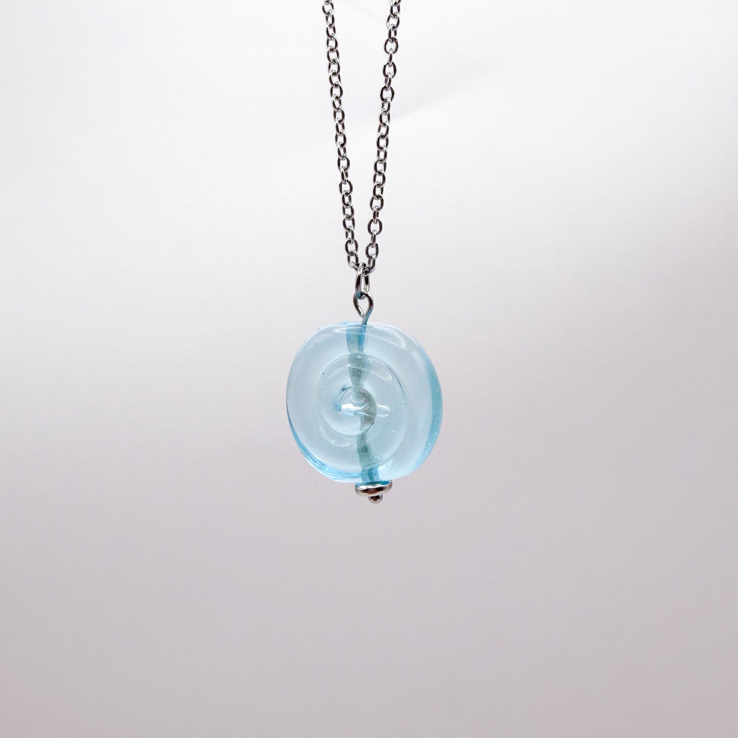 Aqua Swirl - Glass Worry Stone Necklace