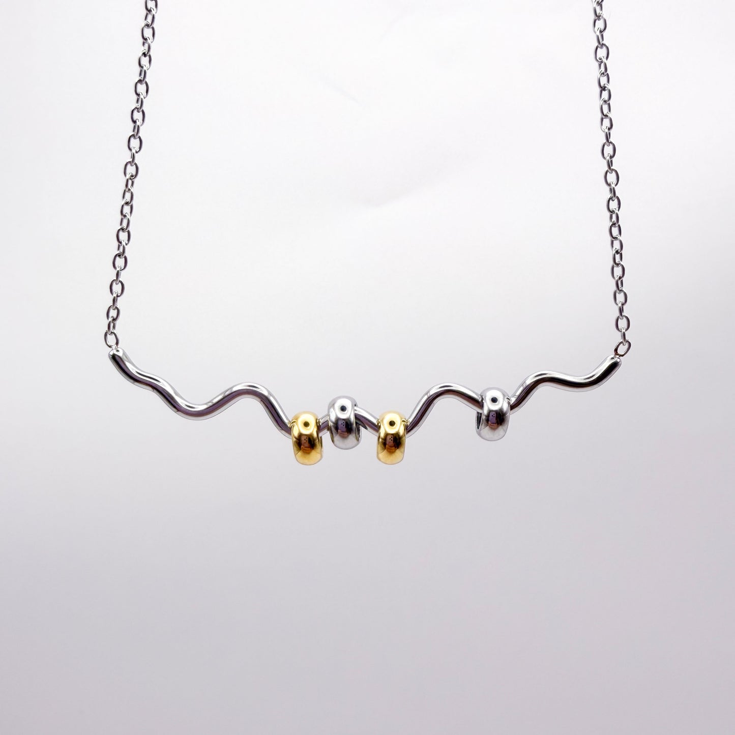Squiggle Fidget Necklace - Silver Stainless Steel