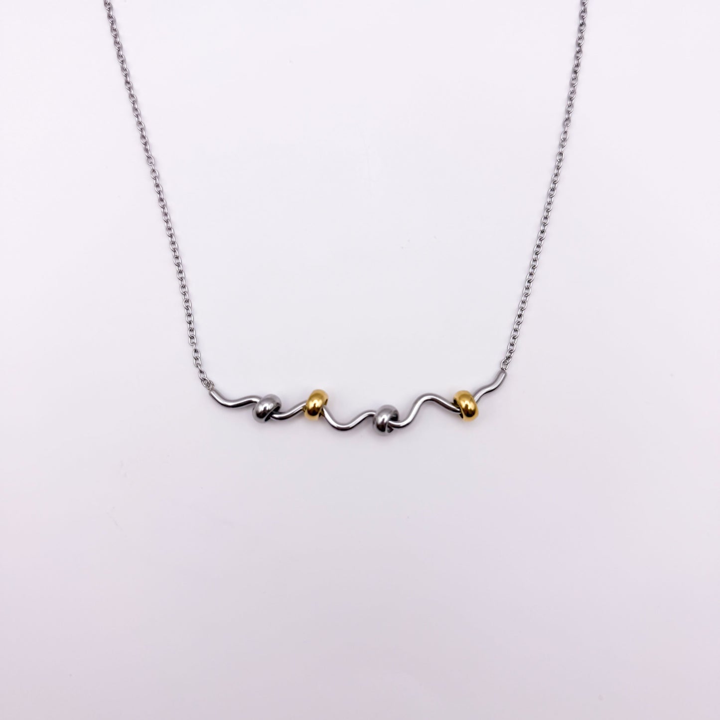 Squiggle Fidget Necklace - Silver Stainless Steel