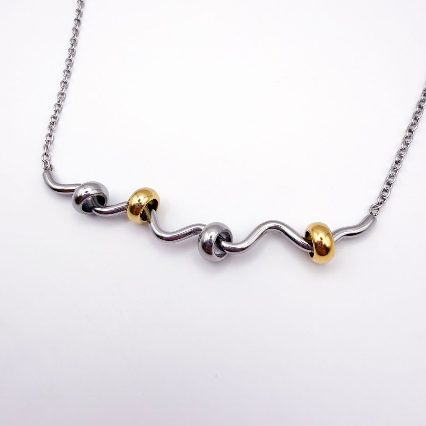 Squiggle Fidget Necklace - Silver Stainless Steel