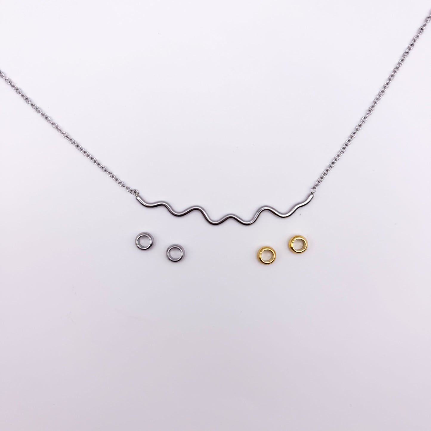 Squiggle Fidget Necklace - Silver Stainless Steel