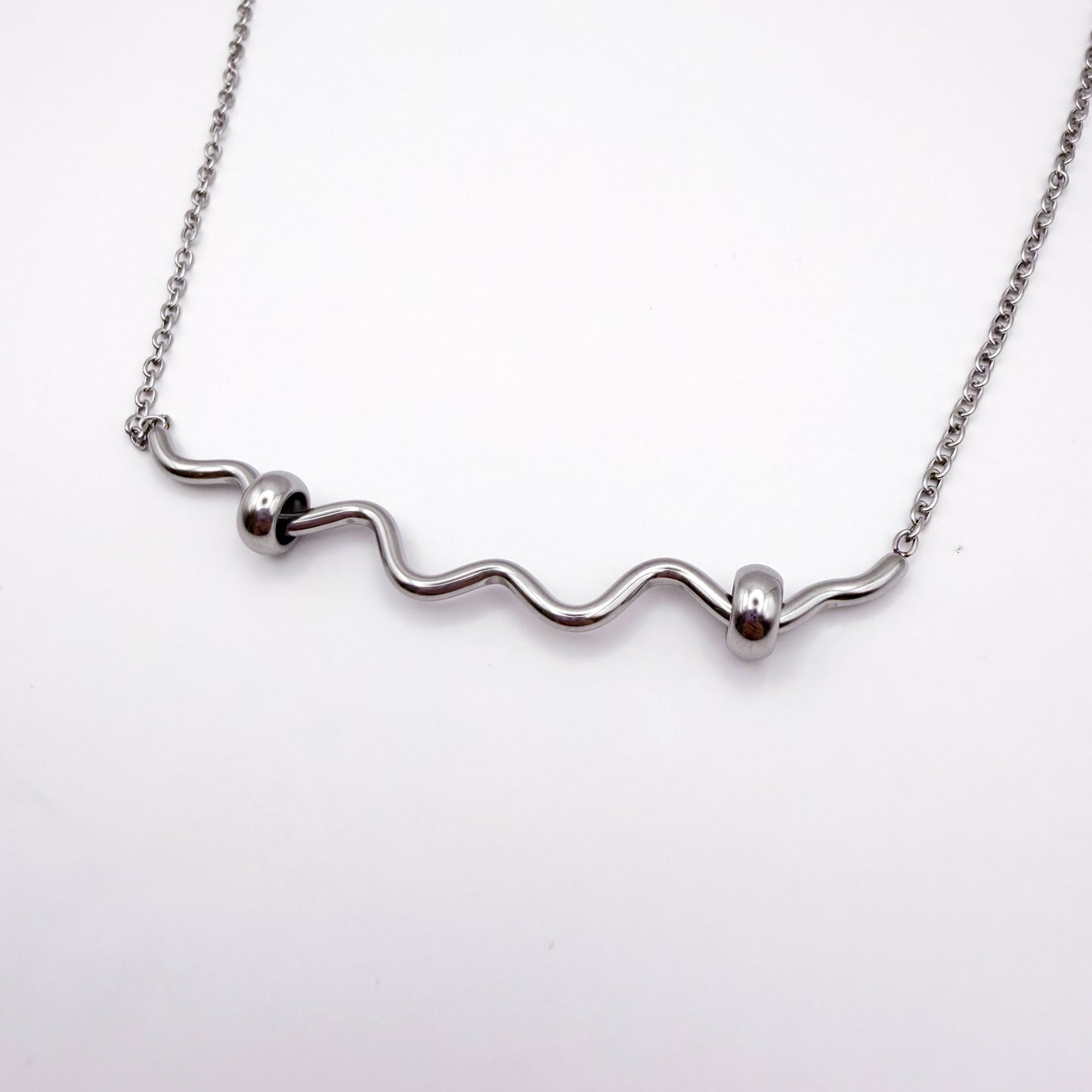 Squiggle Fidget Necklace - Silver Stainless Steel