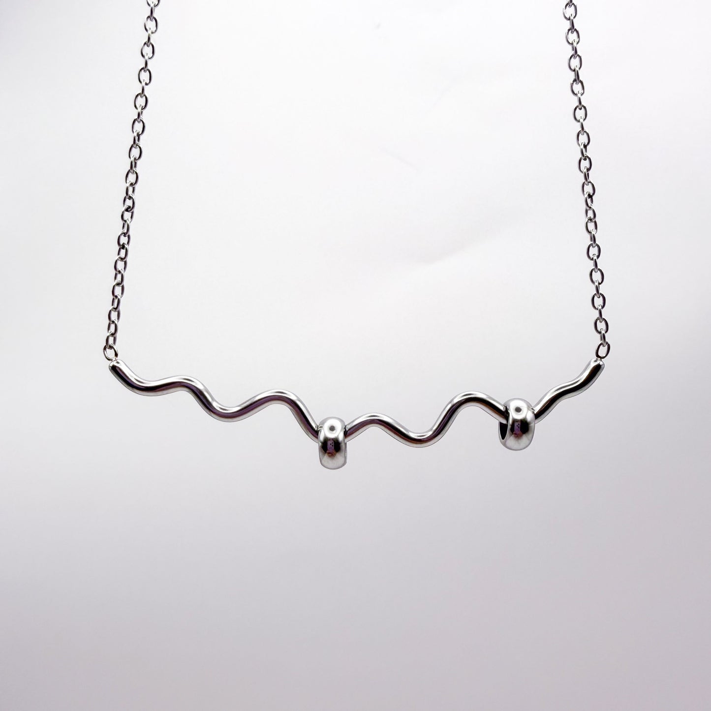 Squiggle Fidget Necklace - Silver Stainless Steel