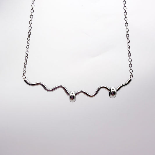 Squiggle Fidget Necklace - Silver Stainless Steel