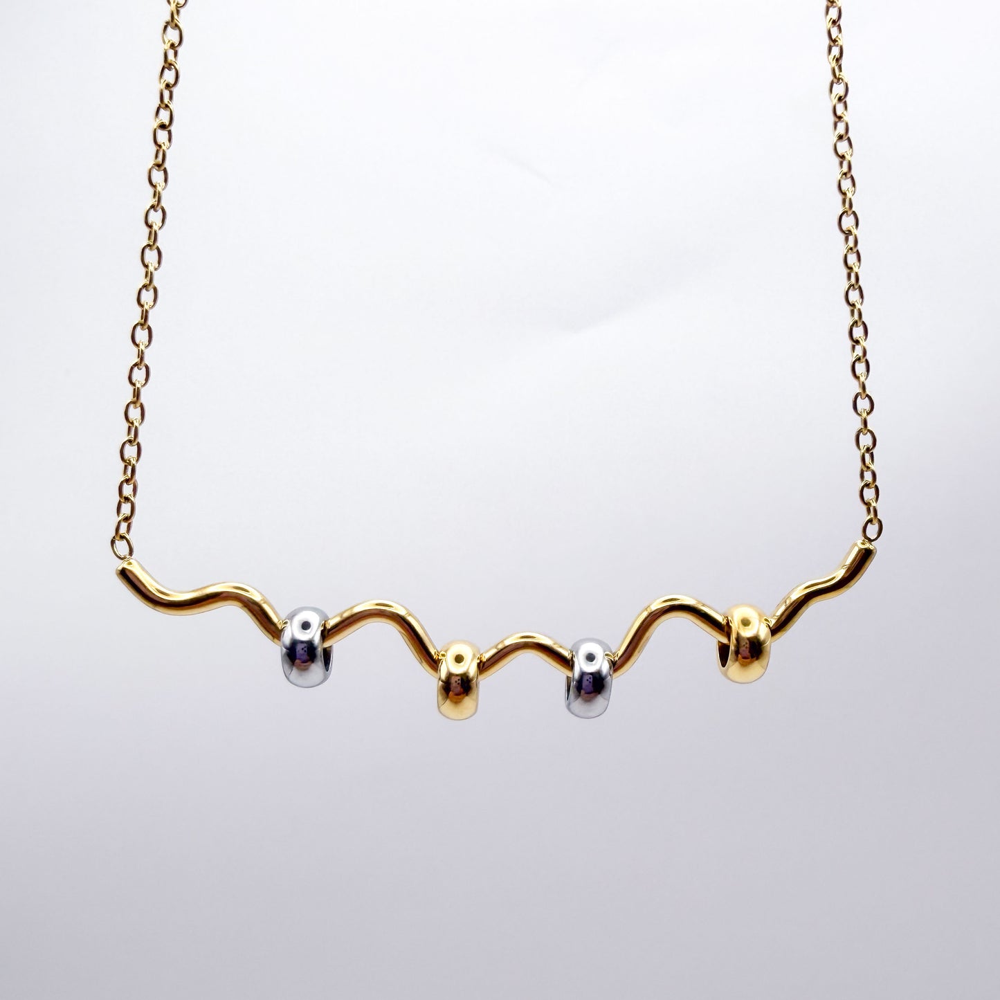 Squiggle Fidget Necklace - Gold Stainless Steel