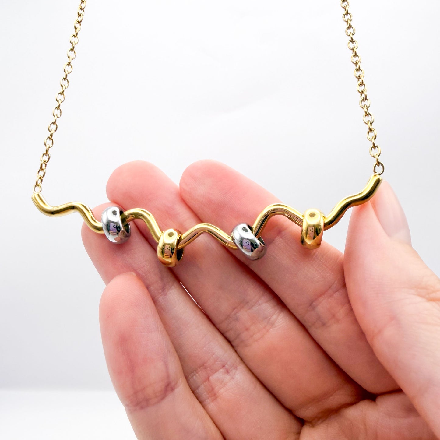 Squiggle Fidget Necklace - Gold Stainless Steel
