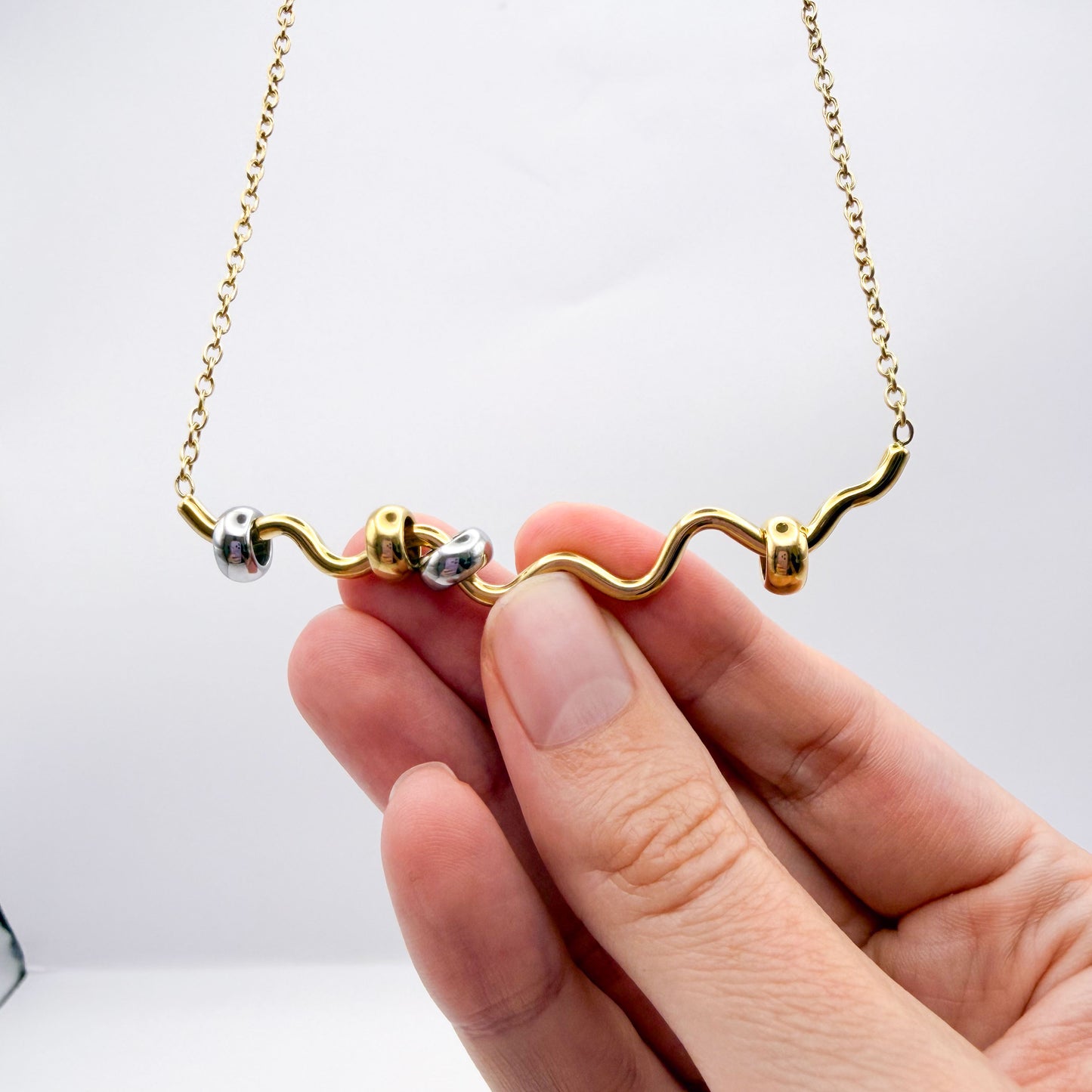 Squiggle Fidget Necklace - Gold Stainless Steel