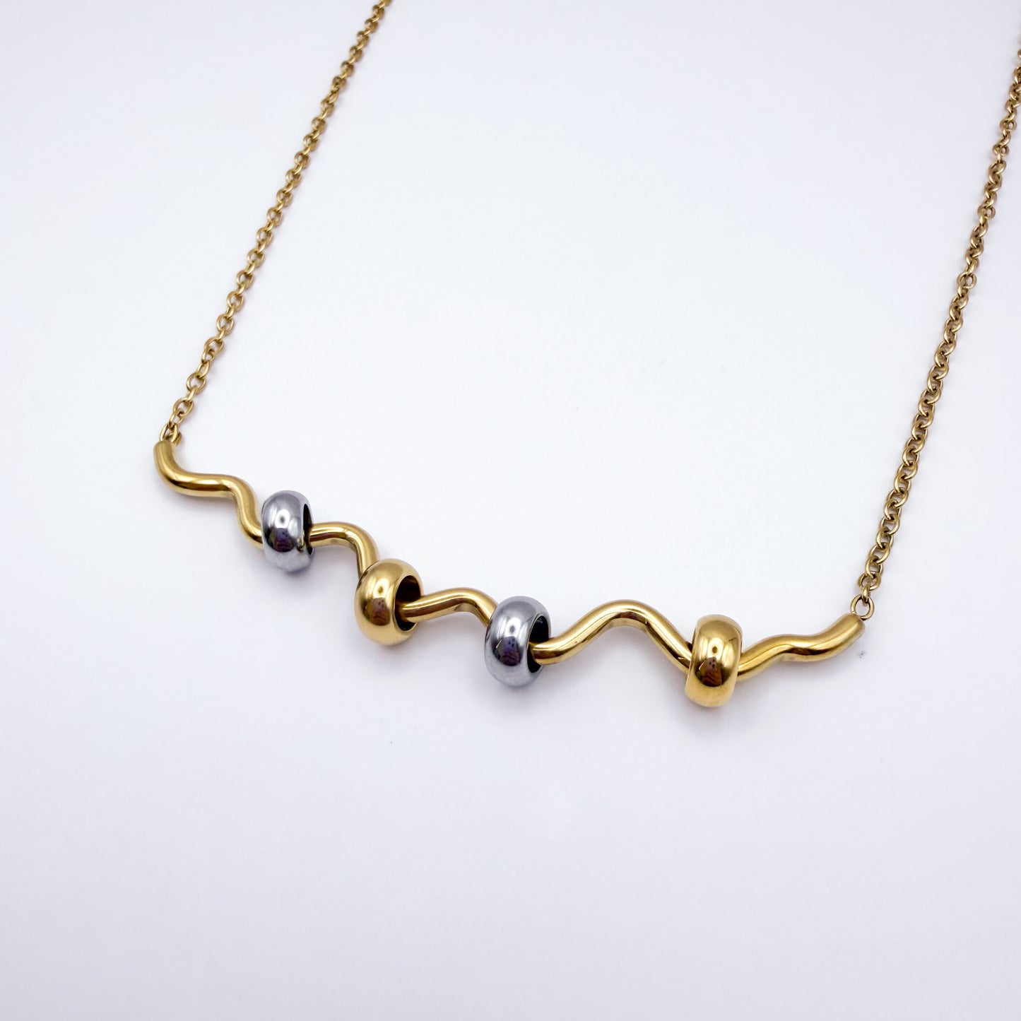 Squiggle Fidget Necklace - Gold Stainless Steel