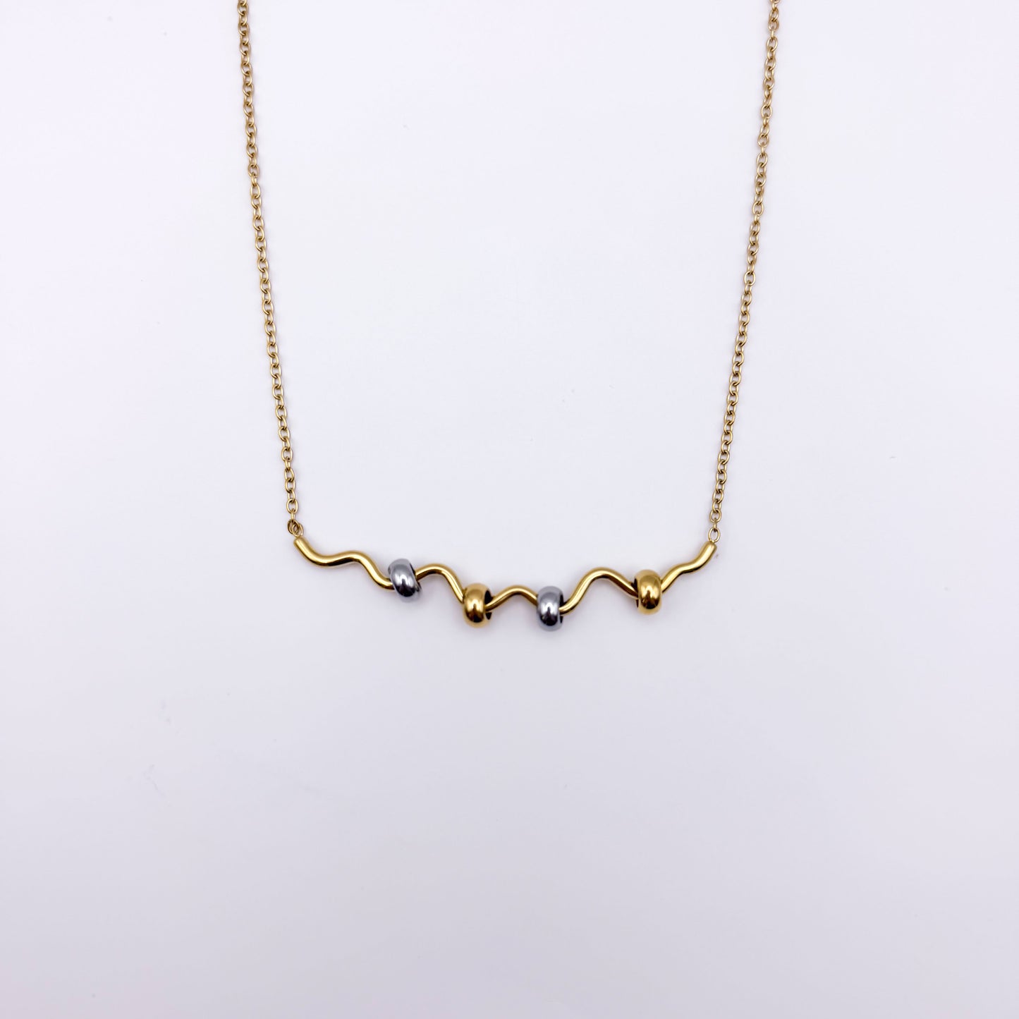 Squiggle Fidget Necklace - Gold Stainless Steel