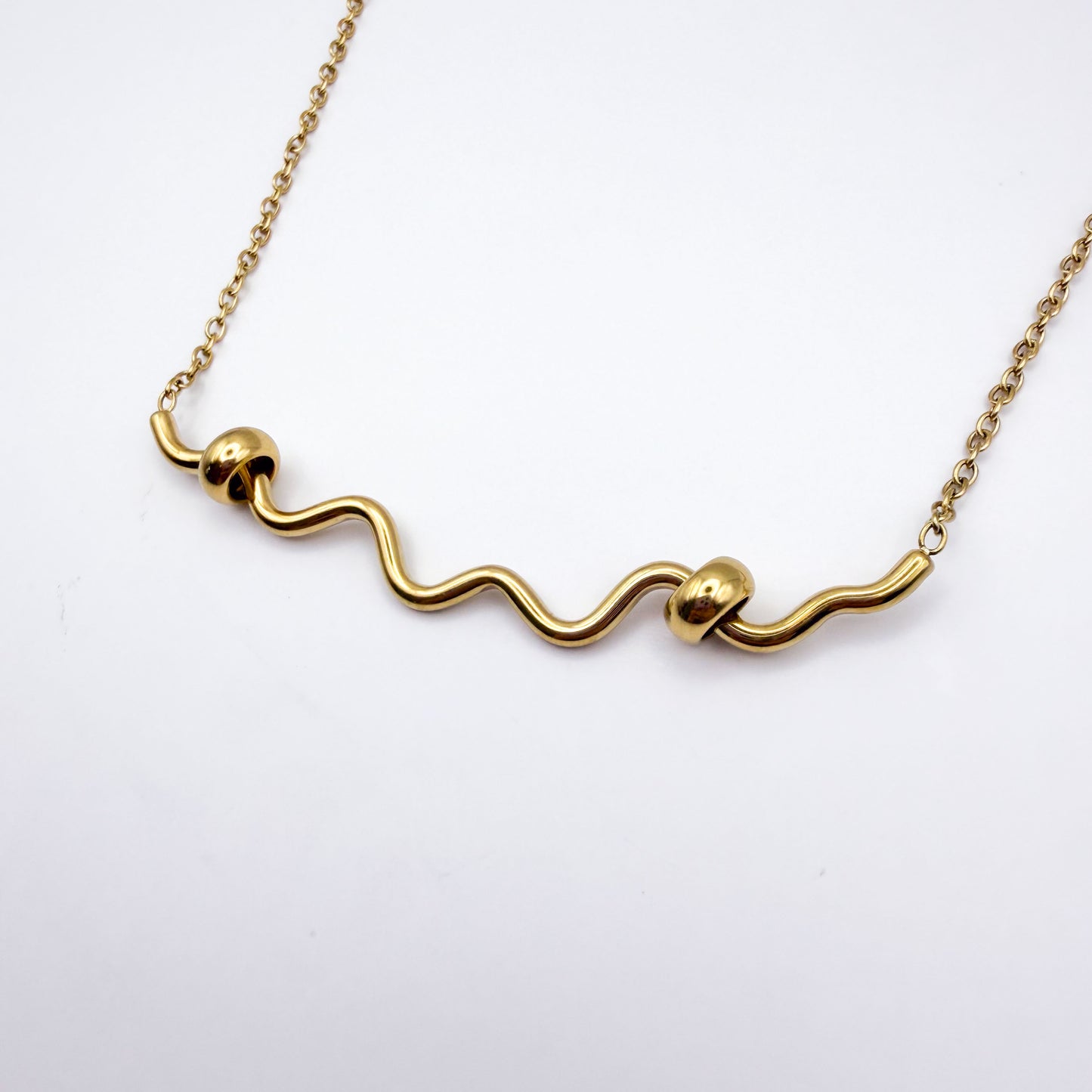 Squiggle Fidget Necklace - Gold Stainless Steel