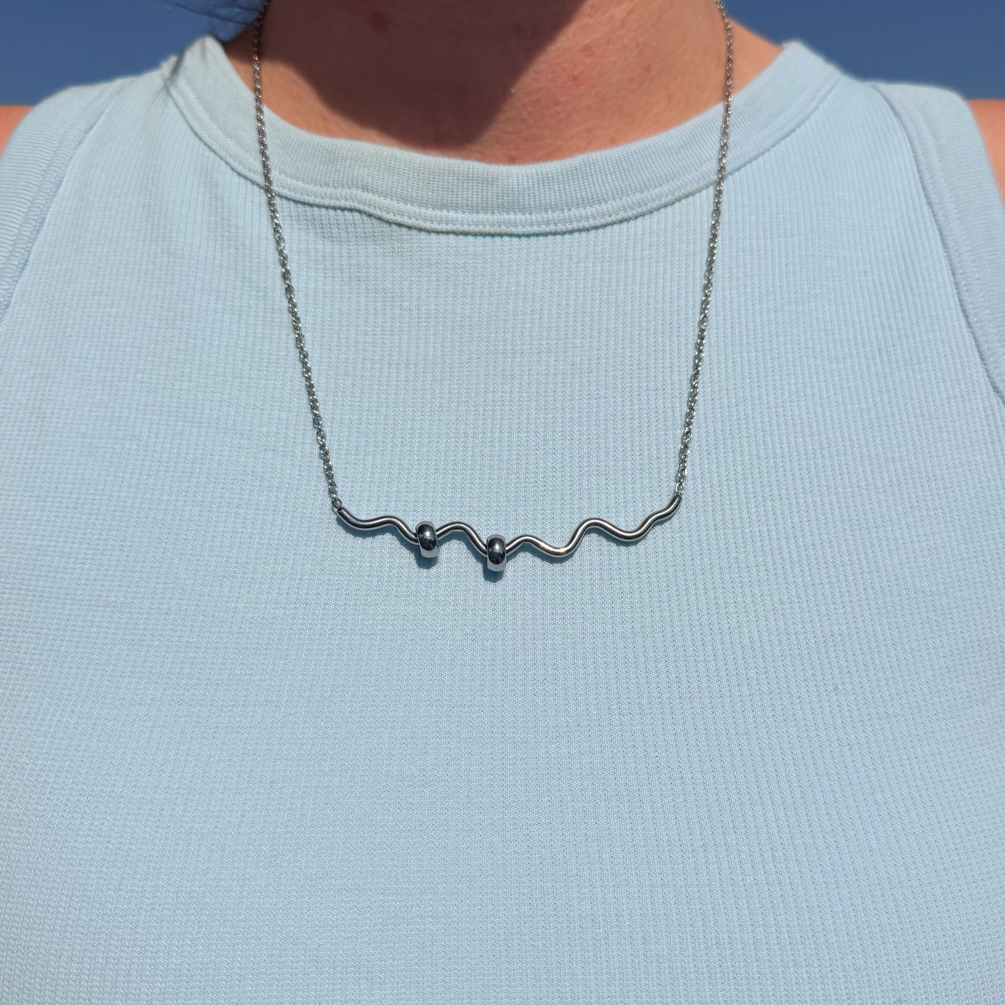 Squiggle Fidget Necklace - Silver Stainless Steel