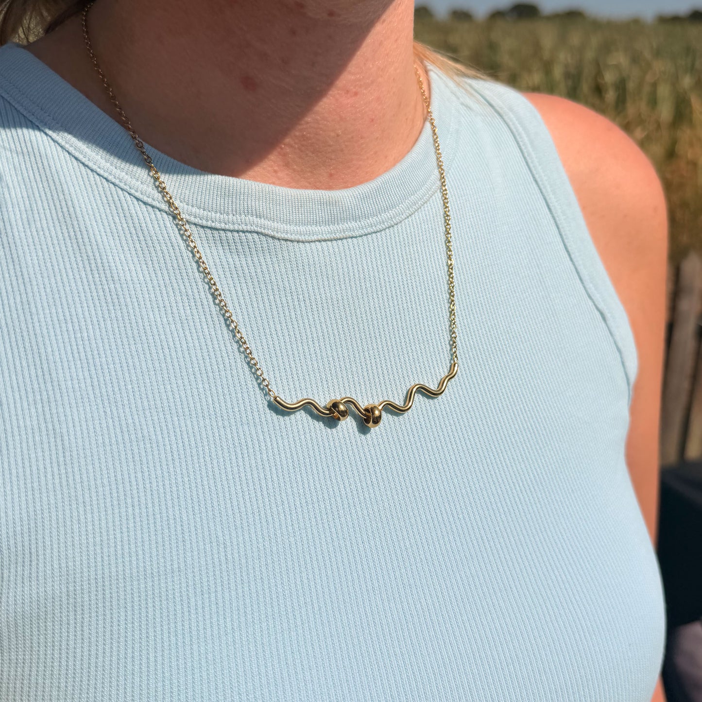 Squiggle Fidget Necklace - Gold Stainless Steel