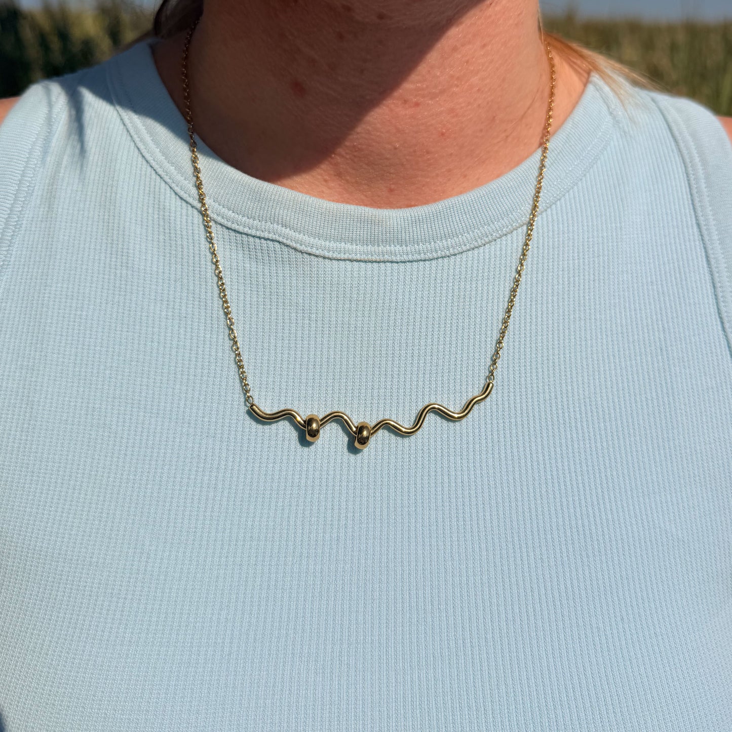 Squiggle Fidget Necklace - Gold Stainless Steel