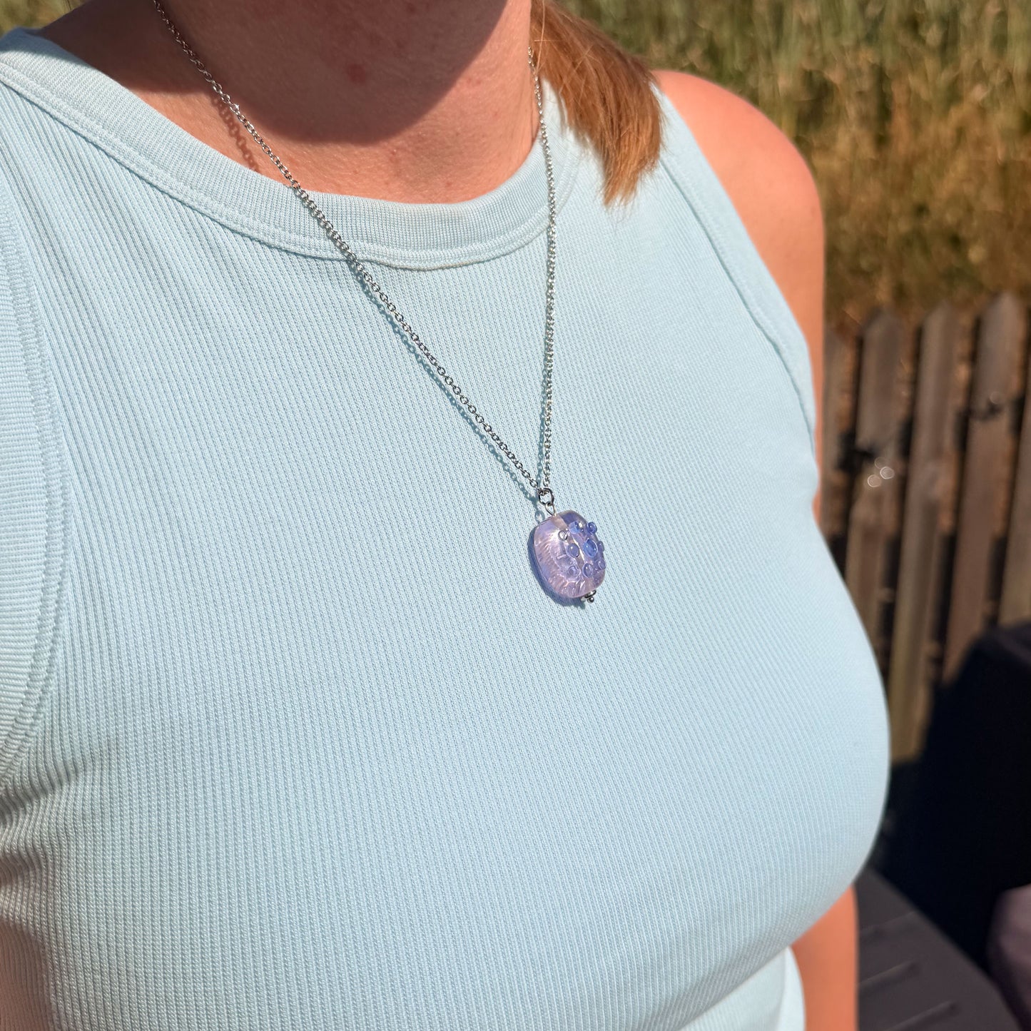 Blush Bubbles - Glass Worry Stone Necklace