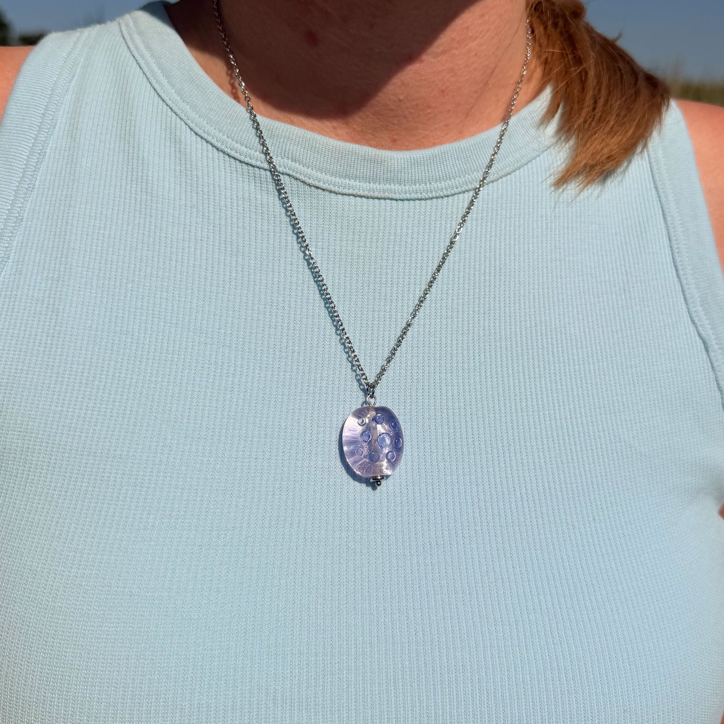 Blush Bubbles - Glass Worry Stone Necklace