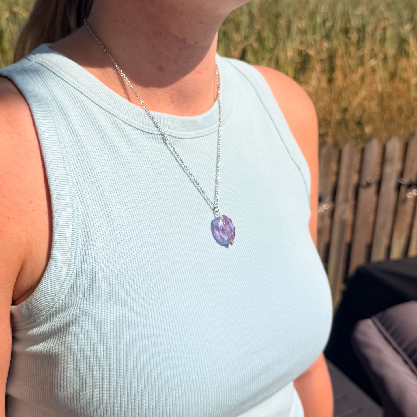 Lilac Bubbles - Glass Worry Stone Necklace