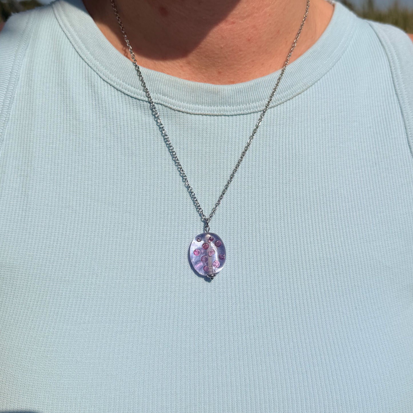 Lilac Bubbles - Glass Worry Stone Necklace