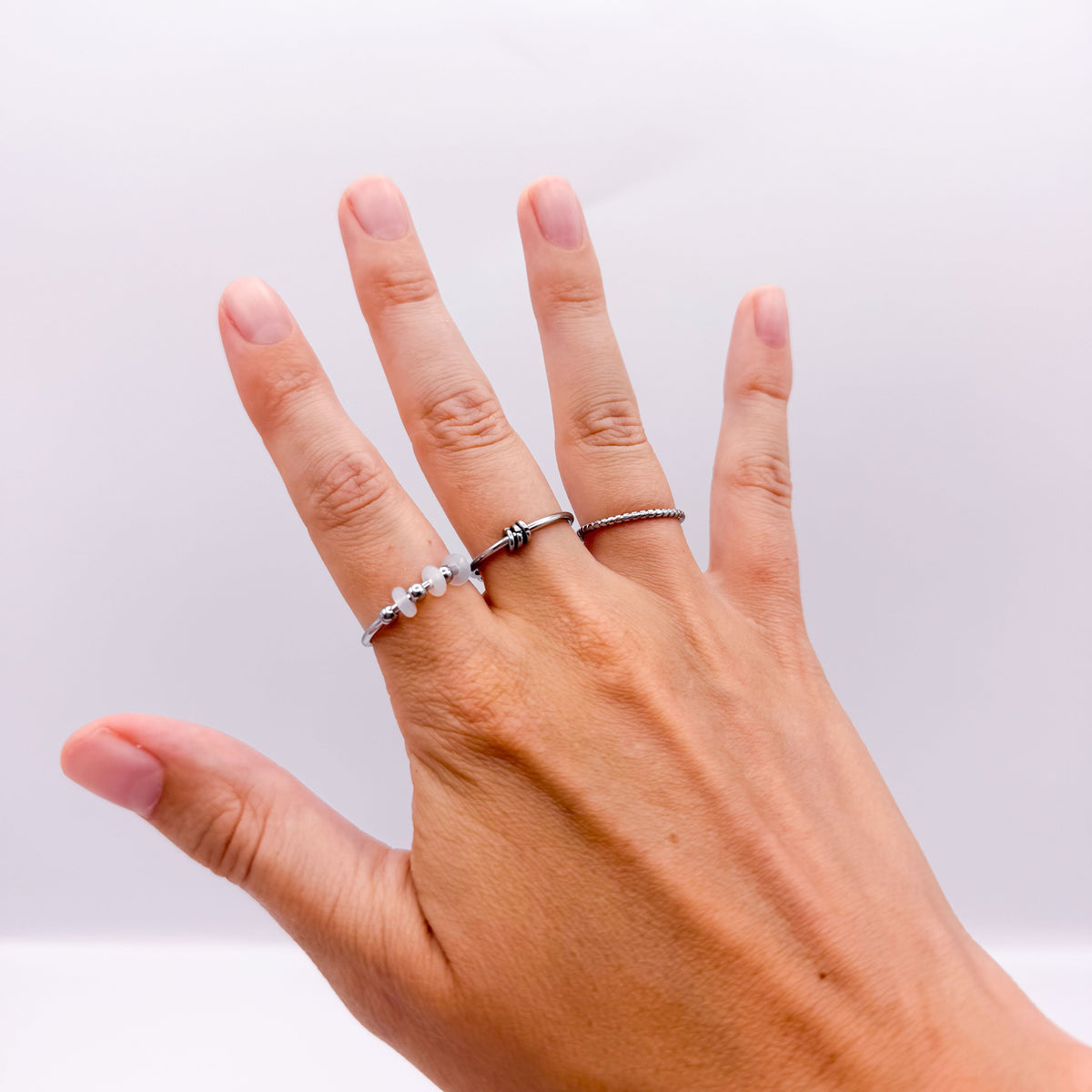Picker Fidget Rings - Set of Three Silver Stainless Steel