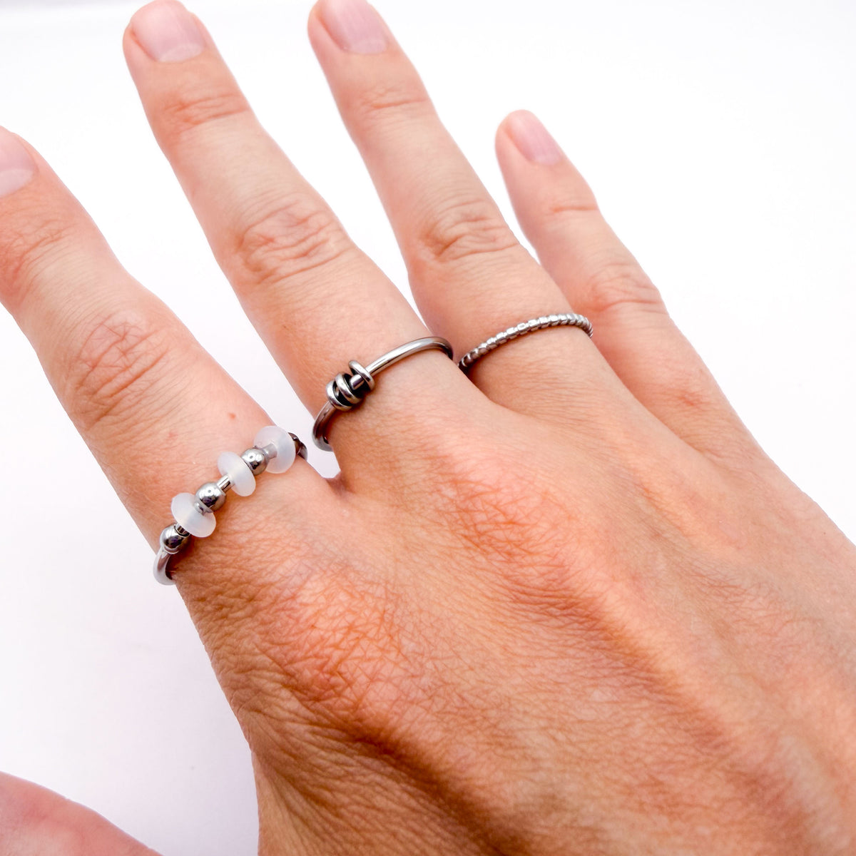 Picker Fidget Rings - Set of Three Silver Stainless Steel