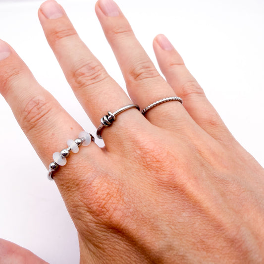 Picker Fidget Rings - Set of Three Silver Stainless Steel