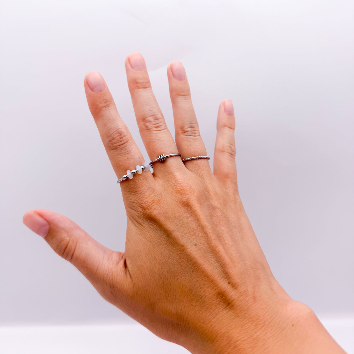 Picker Fidget Rings - Set of Three Silver Stainless Steel