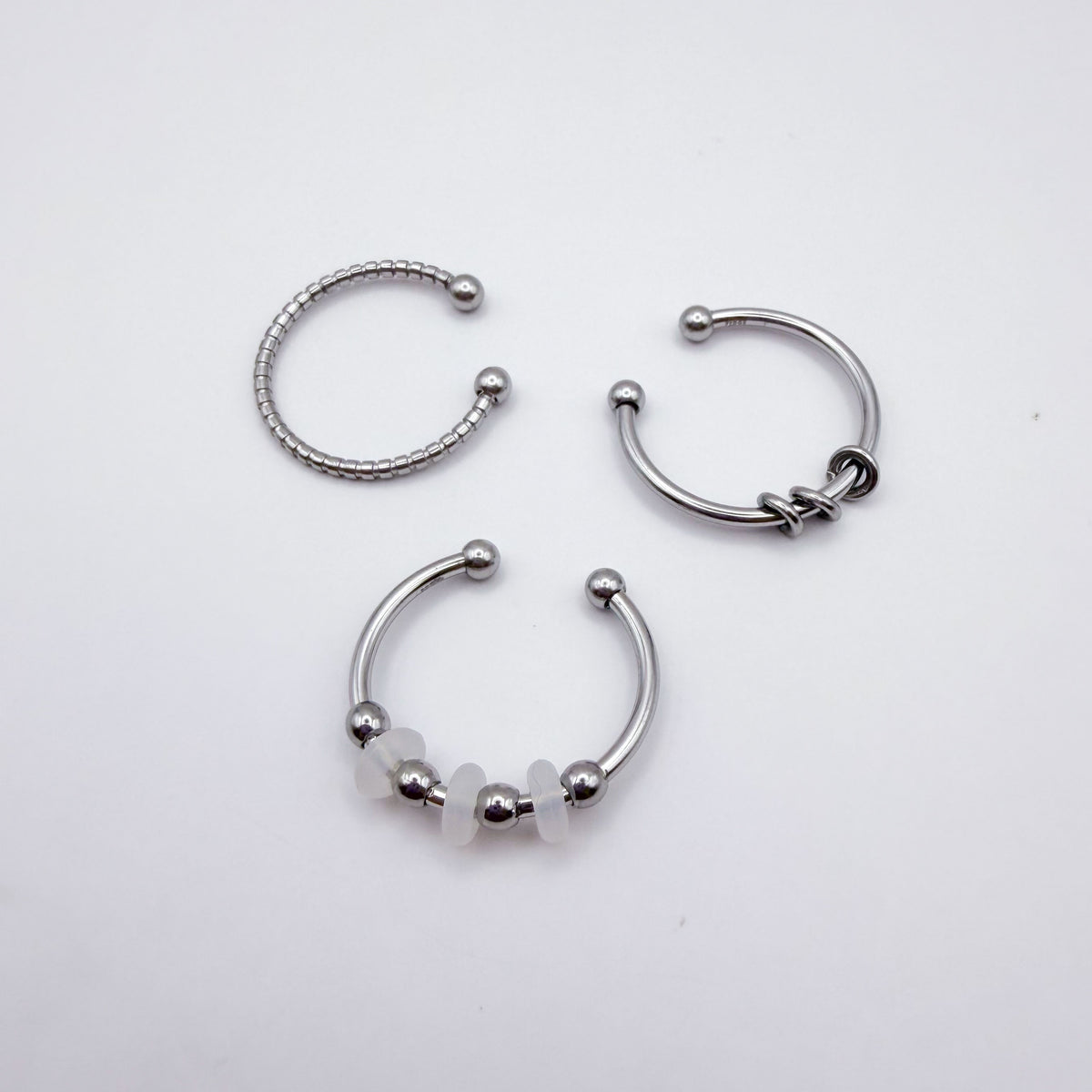 Picker Fidget Rings - Set of Three Silver Stainless Steel