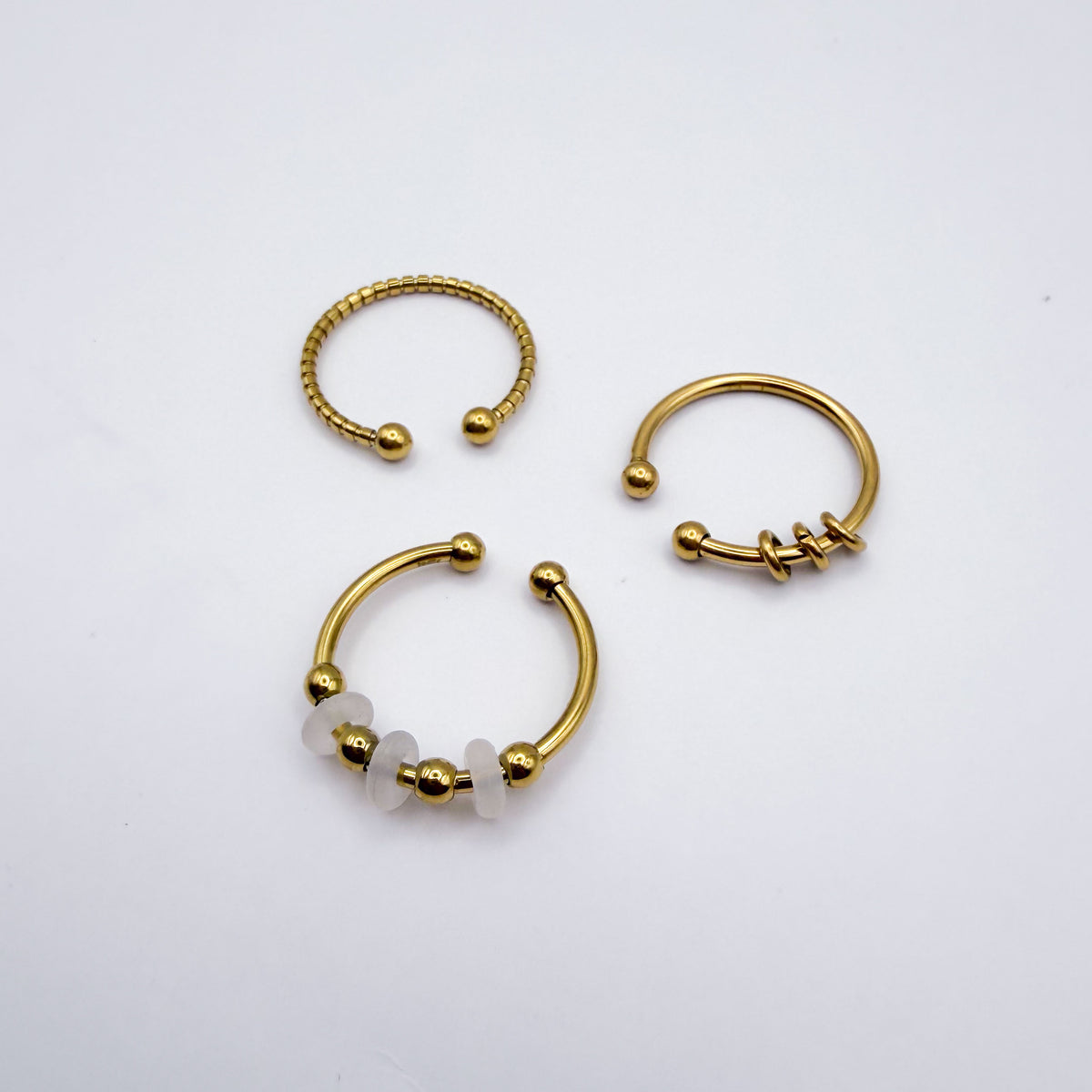 Picker Fidget Rings - Set of Three Gold Stainless Steel