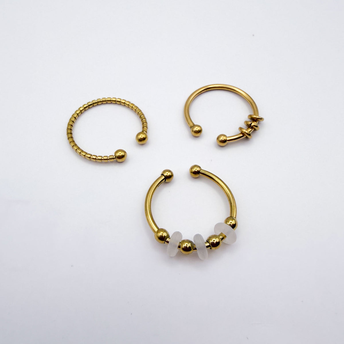 Picker Fidget Rings - Set of Three Gold Stainless Steel