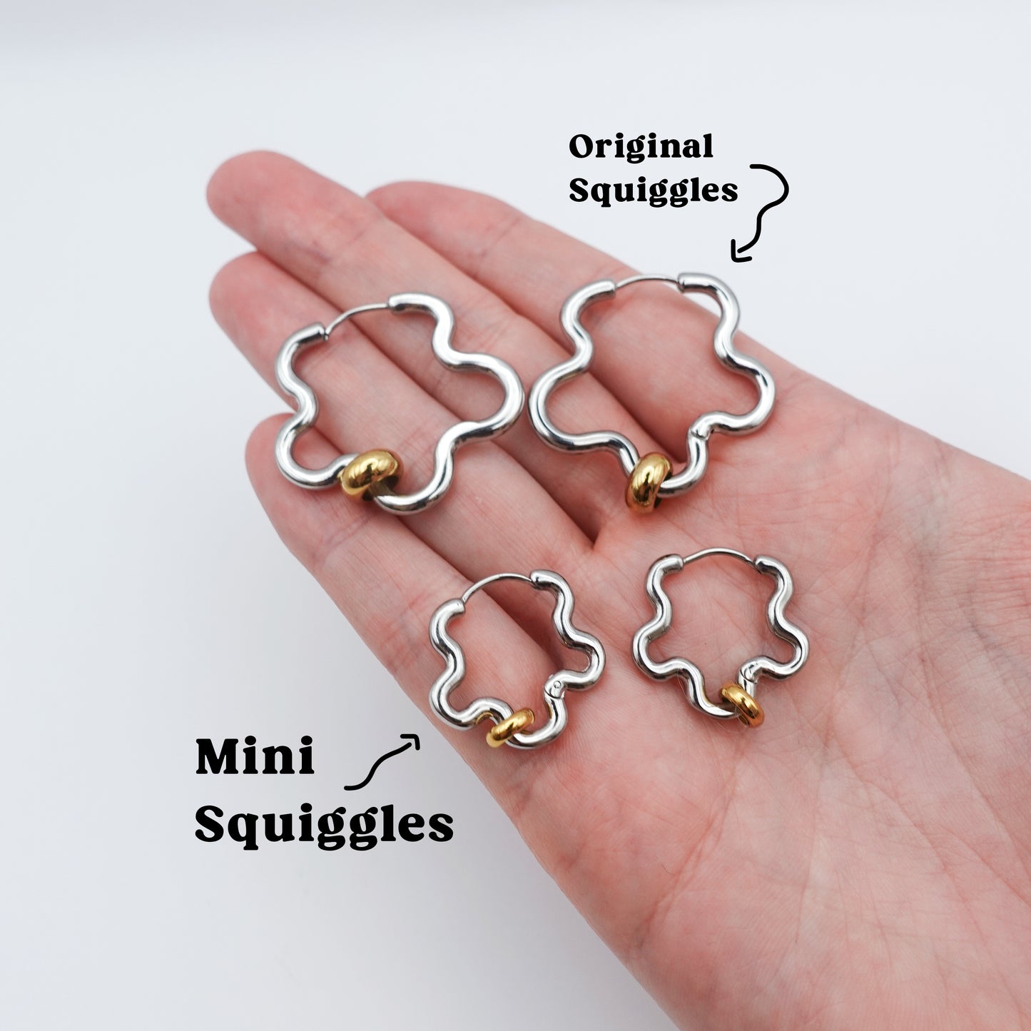 Mini Squiggle Fidget Earrings - Silver Stainless Steel