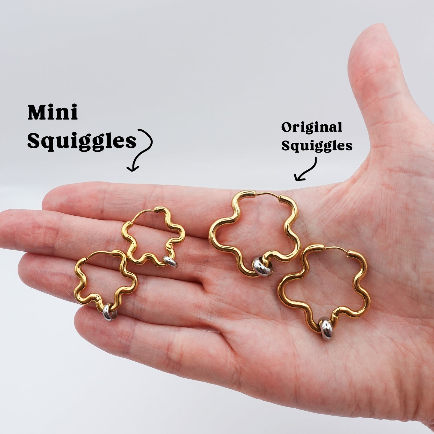 Mini Squiggle Fidget Earrings - Gold Stainless Steel